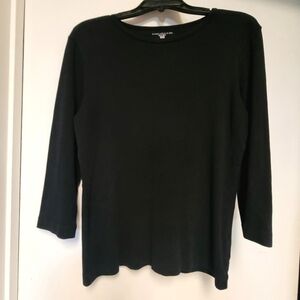 Jones New York Sport Blouse, Size Medium, Black with 3/4 Sleeves